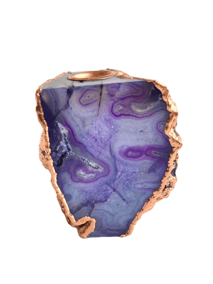 Purple Blue Agate Gemstone Taper Candle Holder - MAIA HOMES