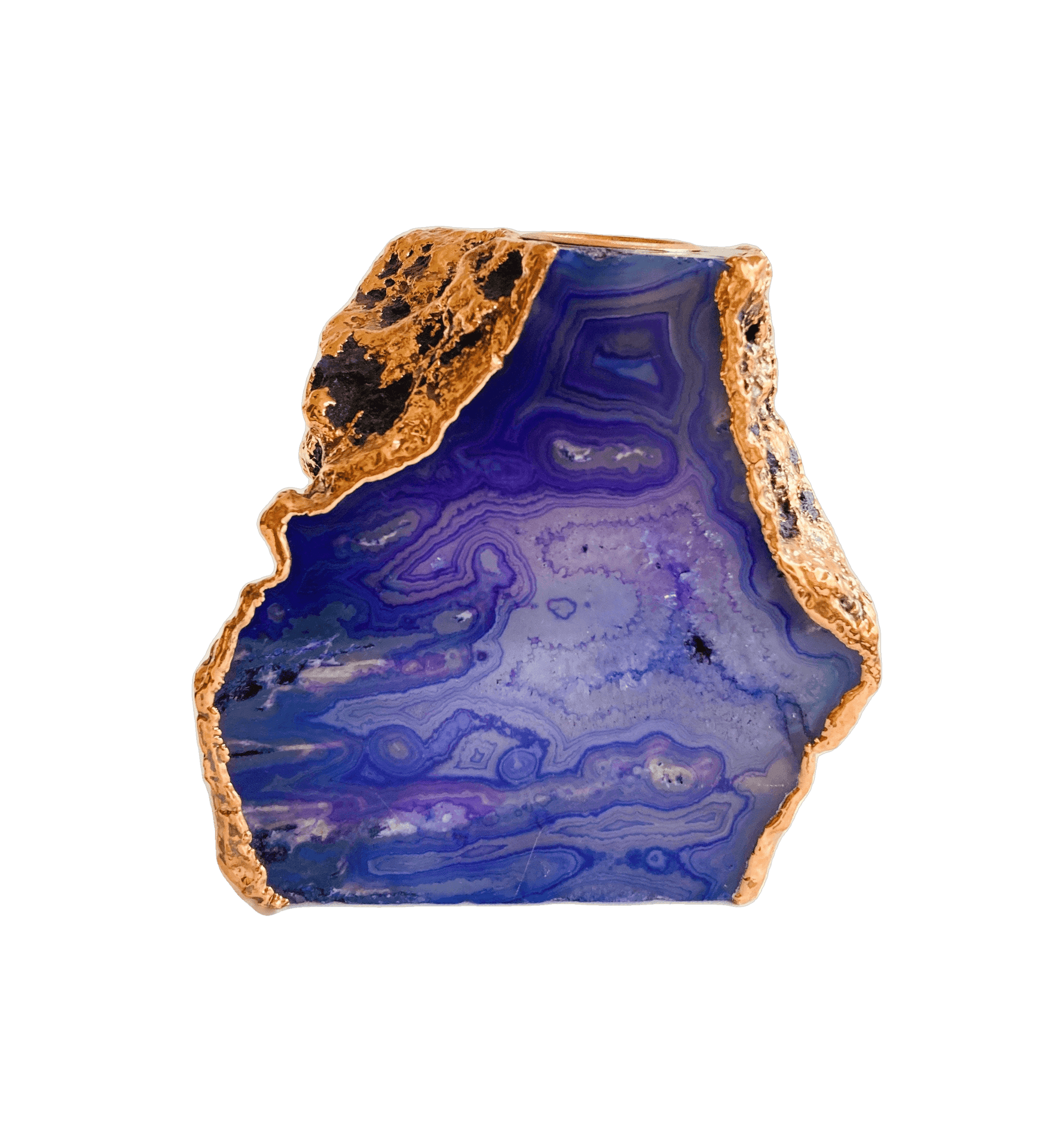 Purple Blue Agate Gemstone Taper Candle Holder