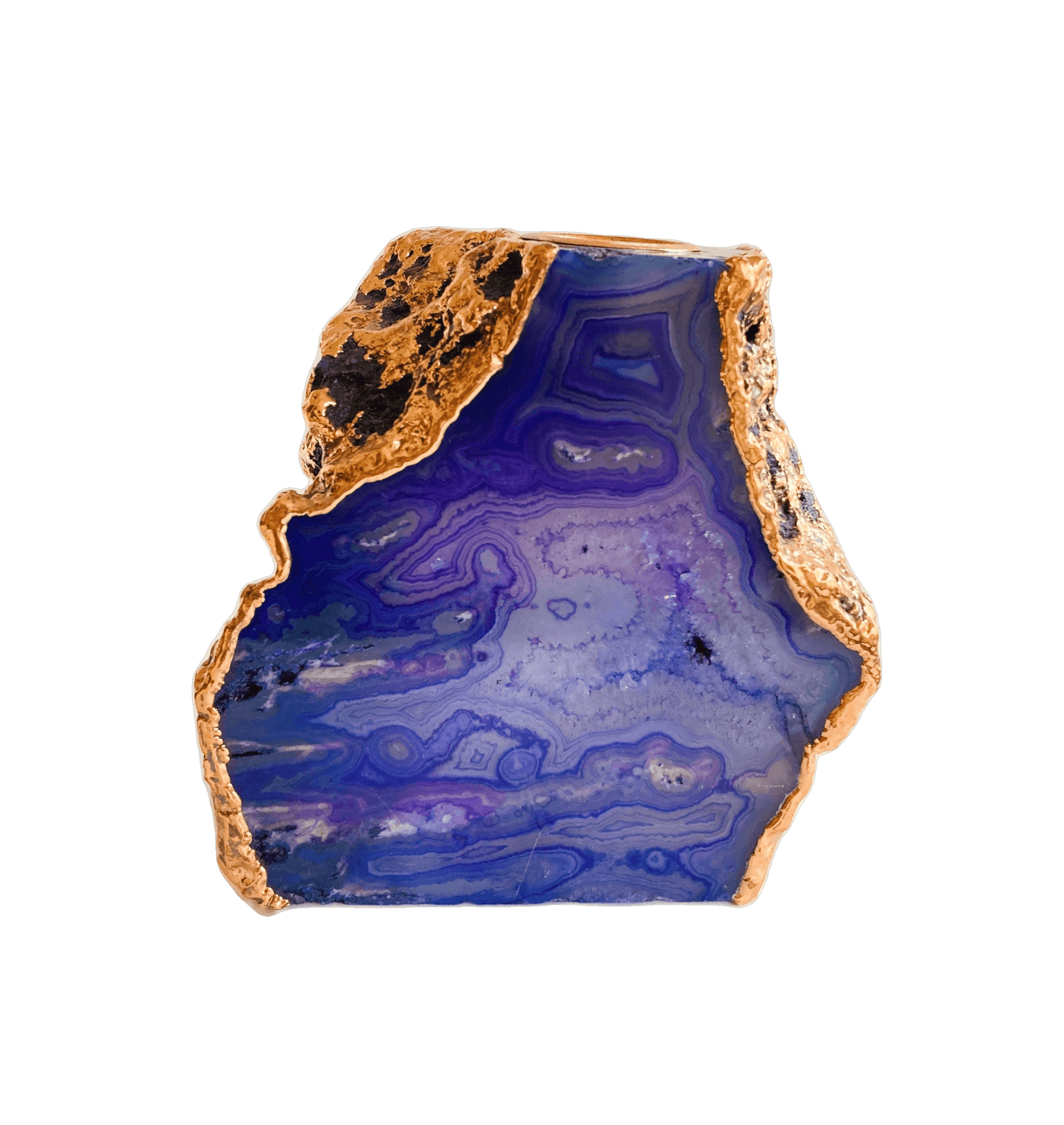 Purple Blue Agate Gemstone Taper Candle Holder - MAIA HOMES