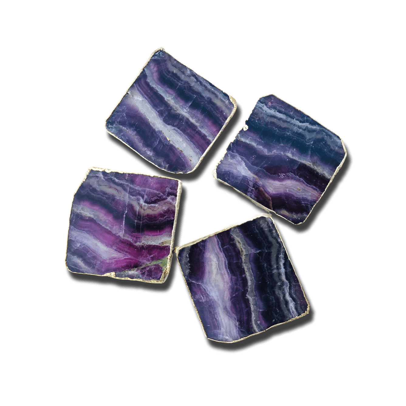 Purple Fluorite Agate Coasters - Set of 4