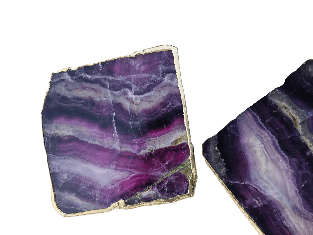 Purple Fluorite Agate Coasters - Set of 4