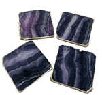 Purple Fluorite Agate Coasters - Set of 4