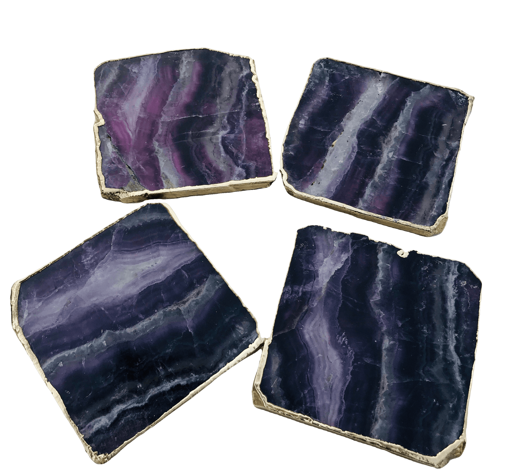 Purple Fluorite Agate Coasters - Set of 4