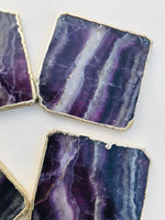 Purple Fluorite Agate Coasters - Set of 4