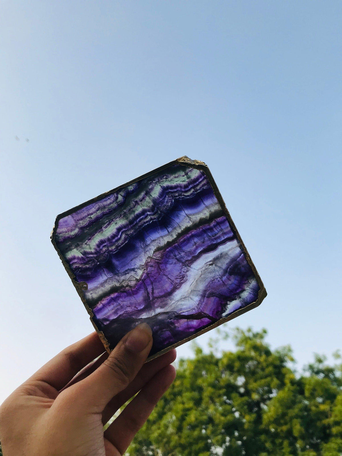 Purple Fluorite Agate Coasters - Set of 4