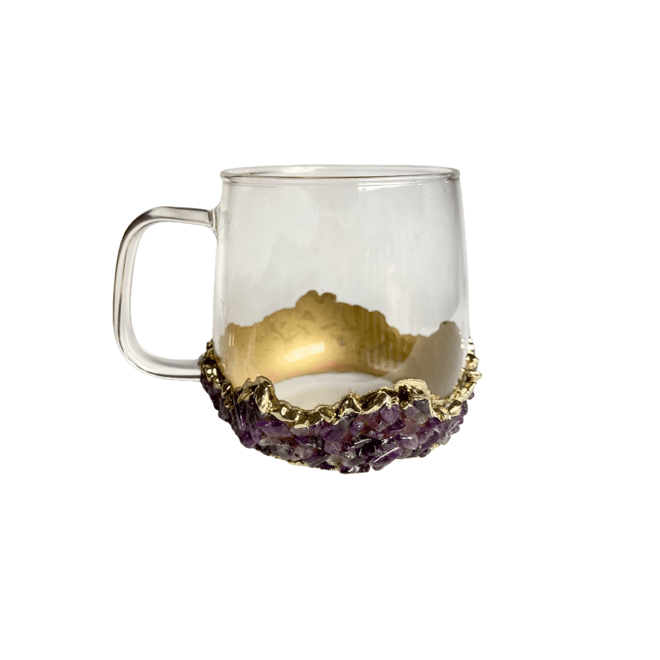 Purple Quartz Glass Coffee Mug with Handle - Set of 2