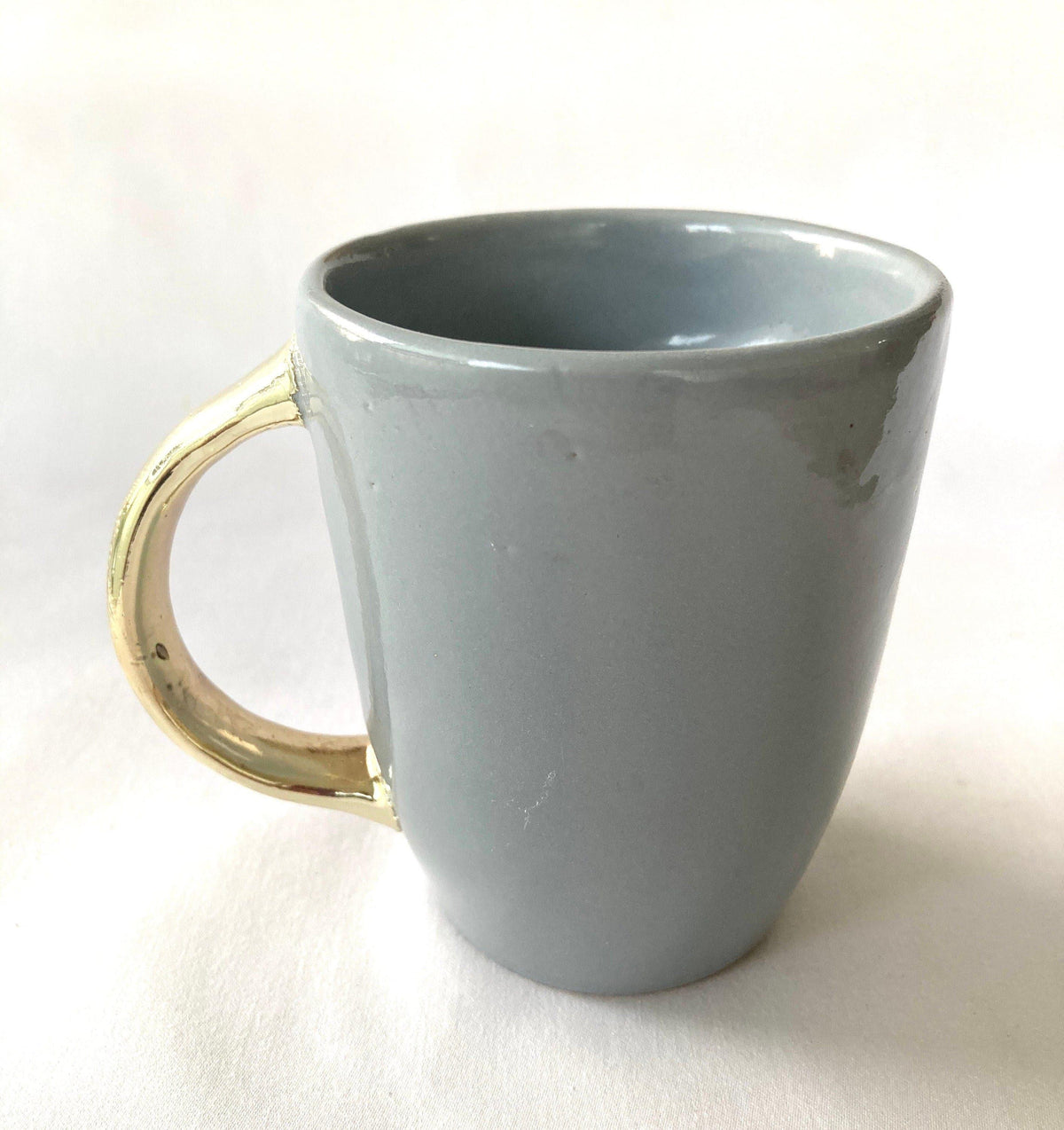 Purple Quartz Marbled Gray Ceramic Coffee Mug with Gold Handle - Set of 2