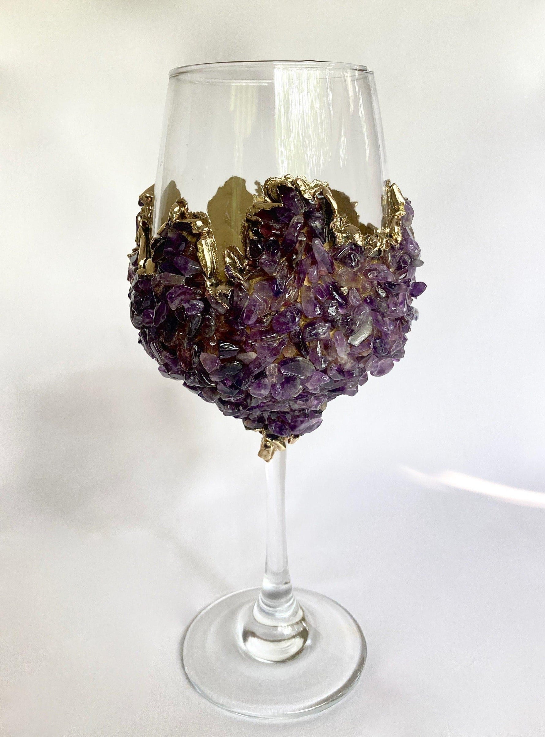 Purple Quartz Wine Glass - Set of 2 Rose Gold Finish