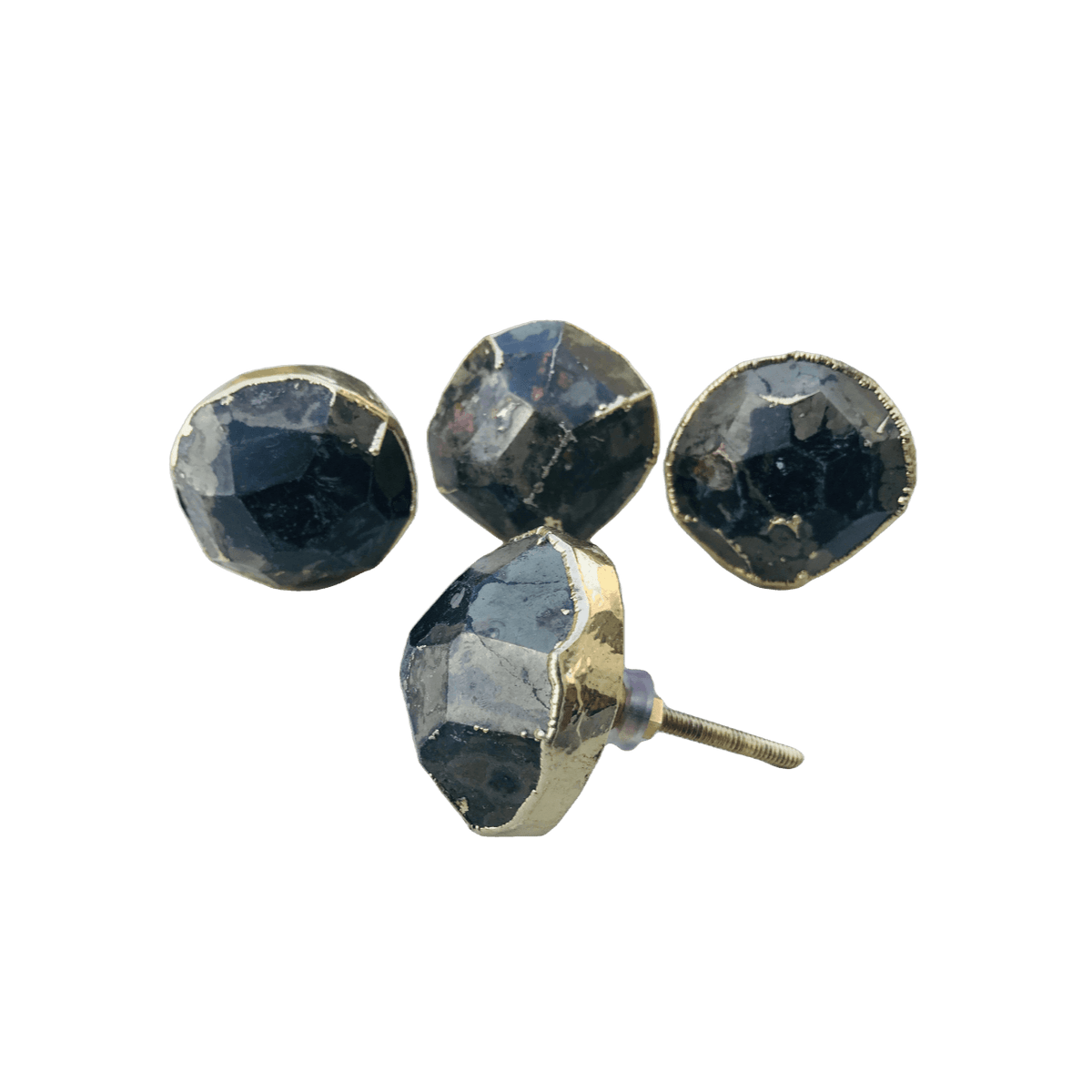 Pyrite Gemstone Agate Cabinet Door Pull Handle - Set of 4