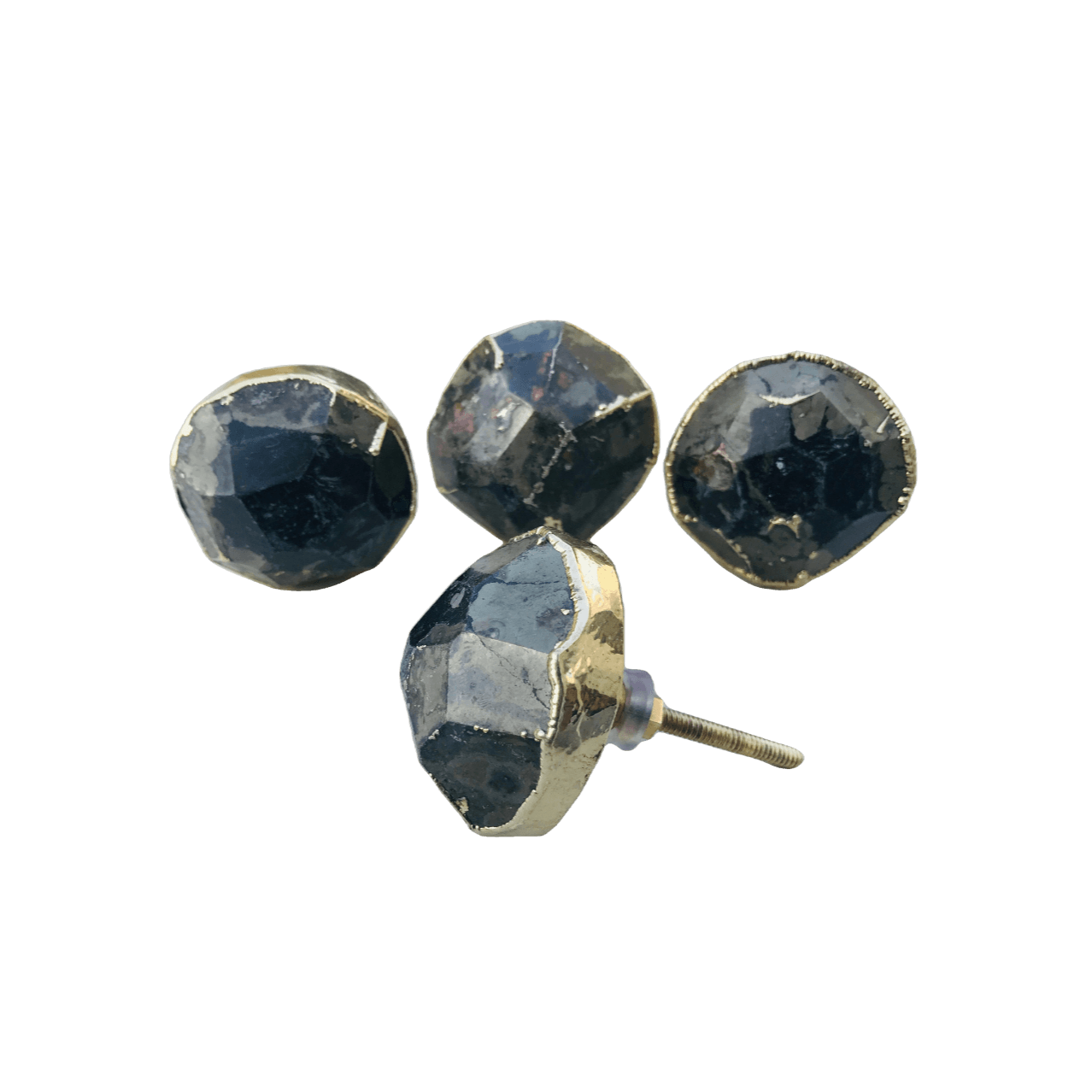 Pyrite Gemstone Agate Cabinet Door Pull Handle - Set of 4