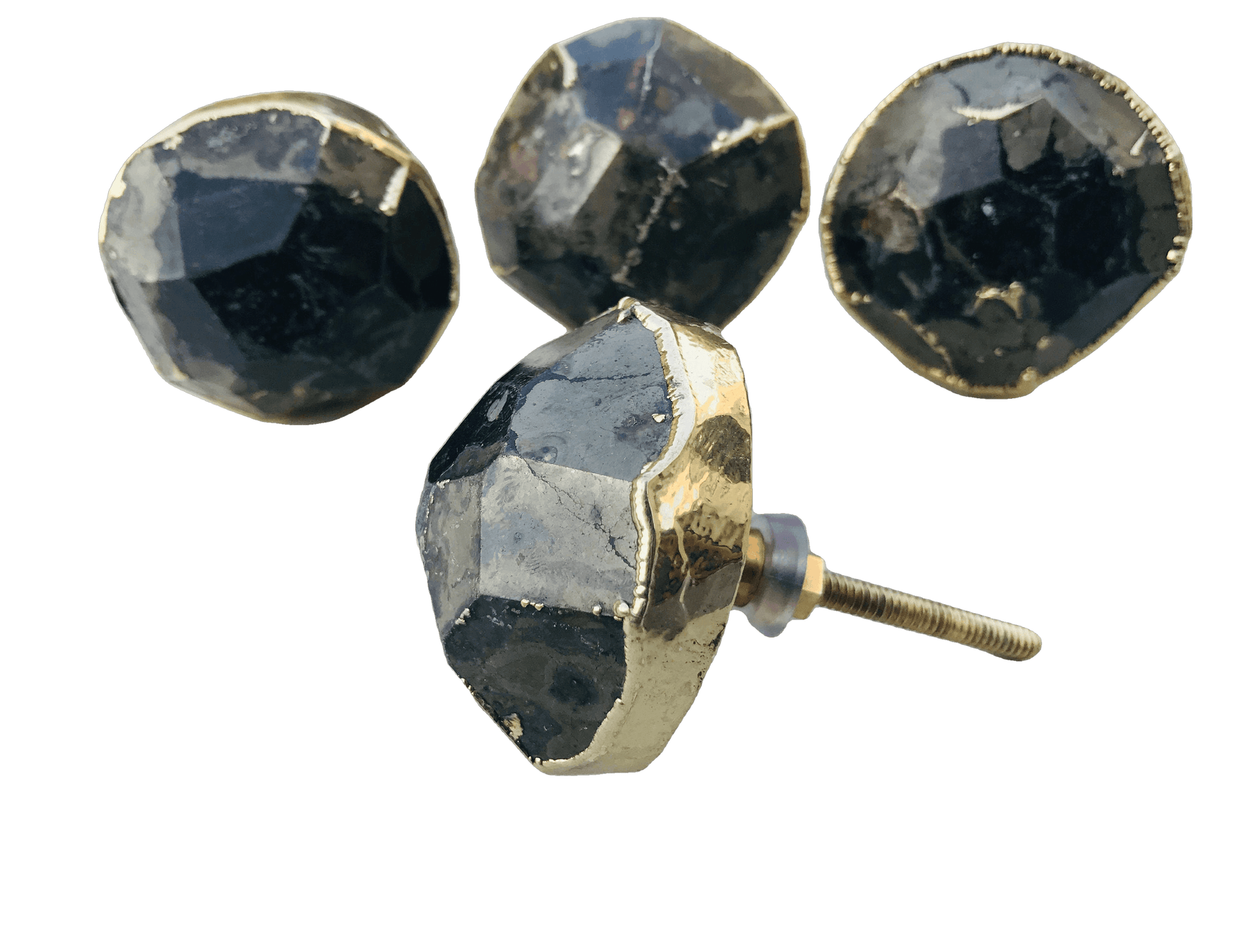 Pyrite Gemstone Agate Cabinet Door Pull Handle - Set of 4 Rose Gold