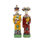 Qing Dynasty Emperor and Empress Hand Painted Ceramic Figurines