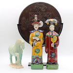 Qing Dynasty Emperor and Empress Hand Painted Ceramic Figurines