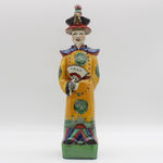 Qing Dynasty Emperor and Empress Hand Painted Ceramic Figurines Yellow