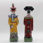 Qing Dynasty Emperor and Empress Hand Painted Ceramic Figurines