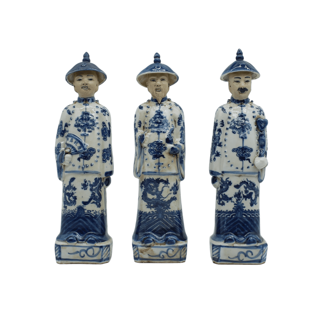 Qing Dynasty Emperors Hand Painted Ceramic Figurines