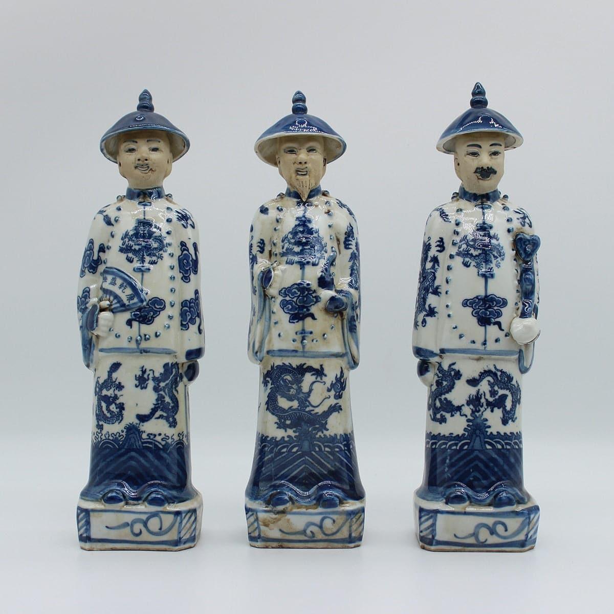 Qing Dynasty Emperors Hand Painted Ceramic Figurines