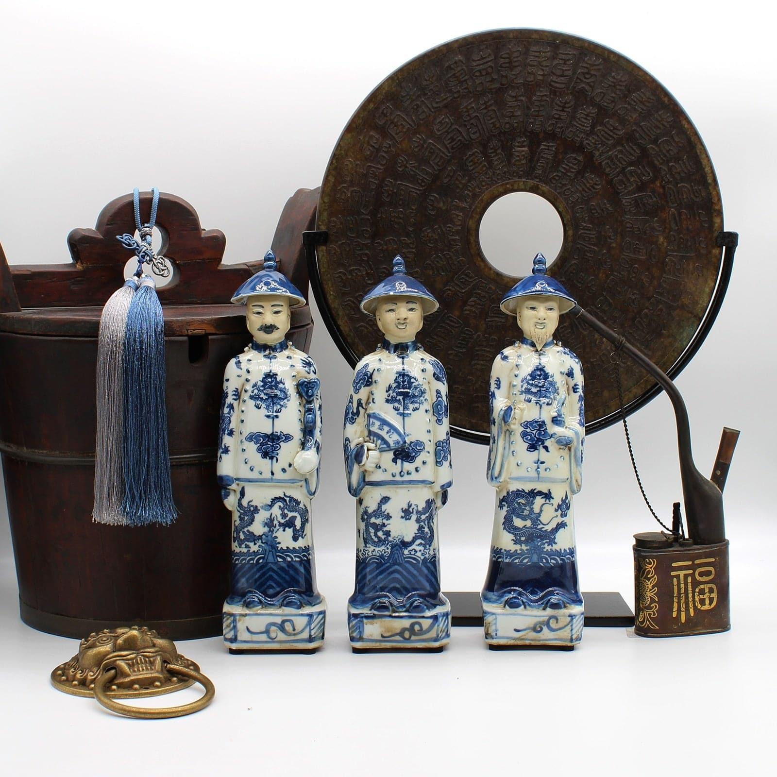 Qing Dynasty Emperors Hand Painted Ceramic Figurines