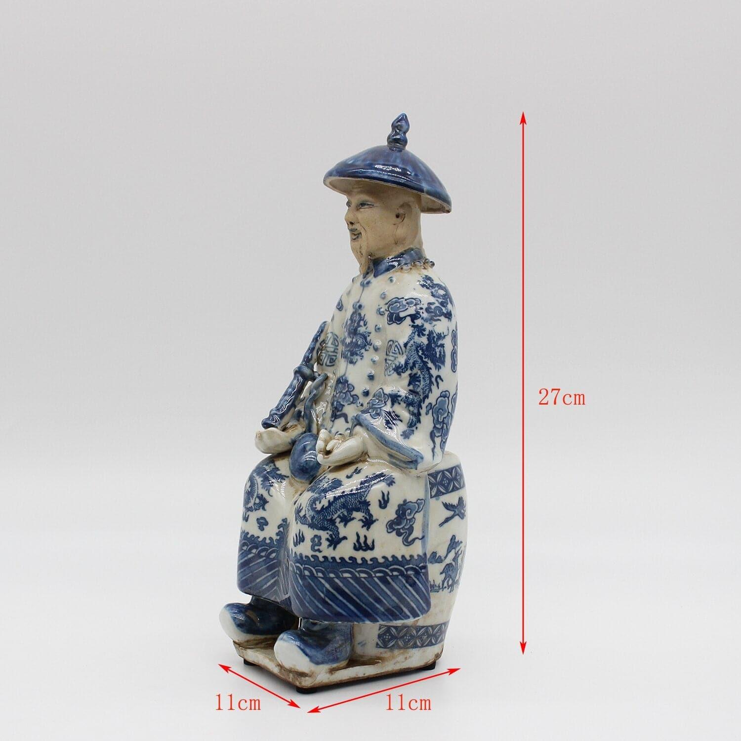 Qing Dynasty Emperors Sitting Ceramic Figurine