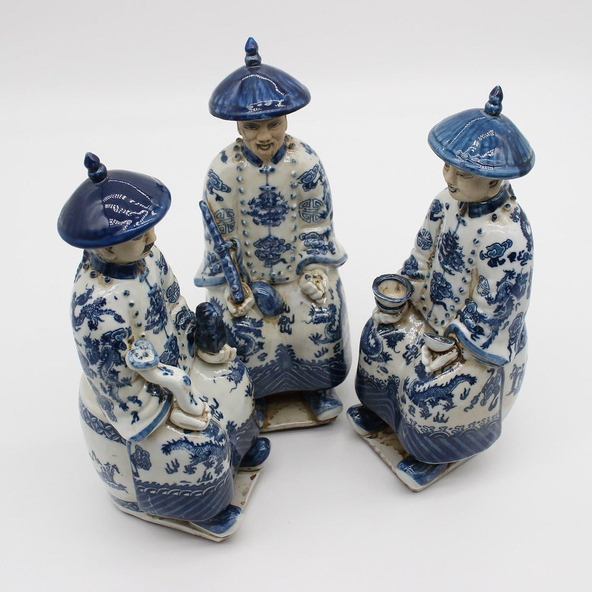 Qing Dynasty Emperors Sitting Ceramic Figurine