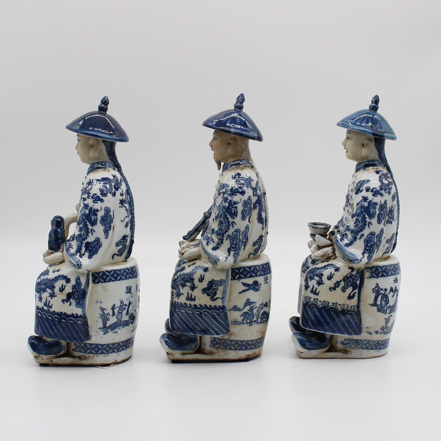 Qing Dynasty Emperors Sitting Ceramic Figurine