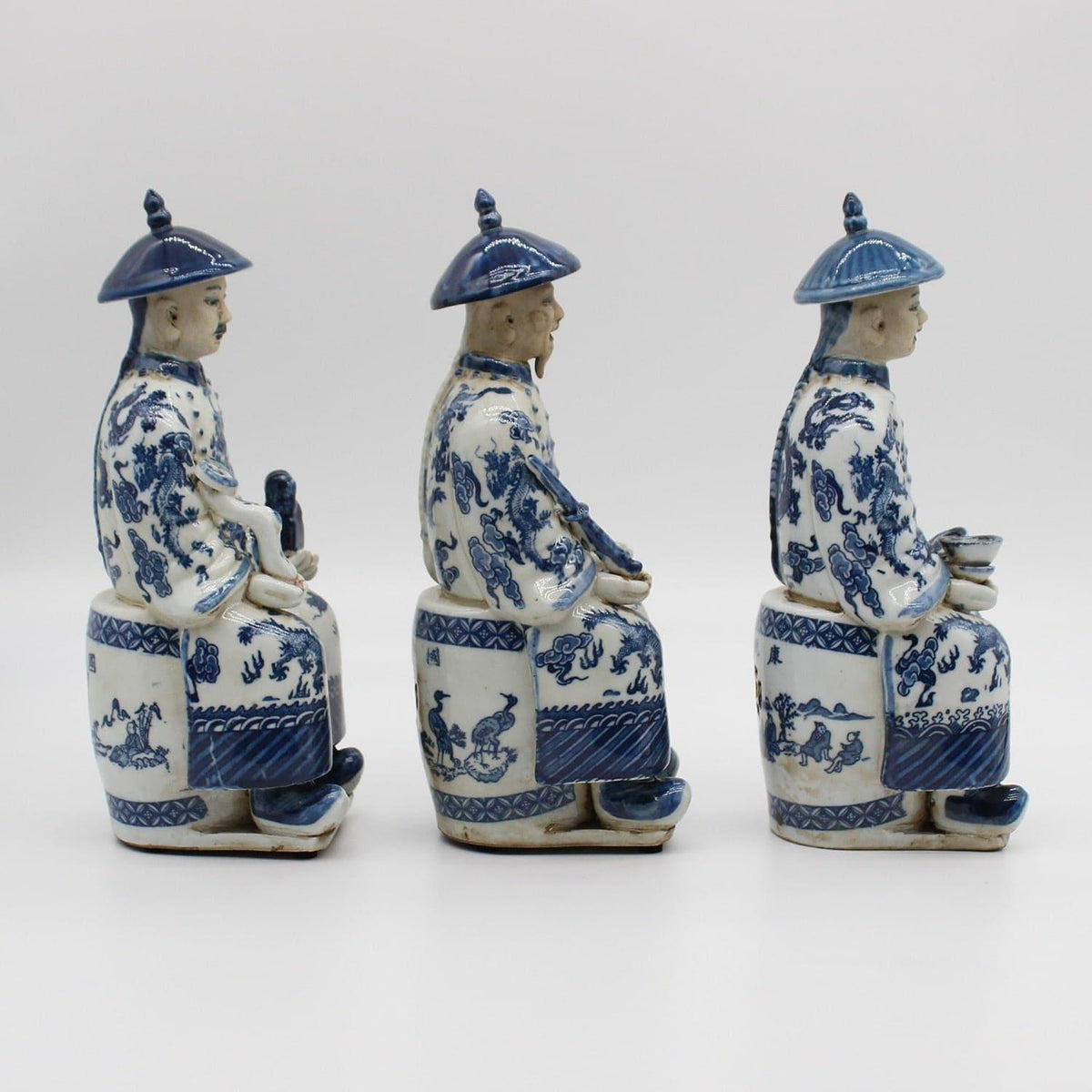 Qing Dynasty Emperors Sitting Ceramic Figurine