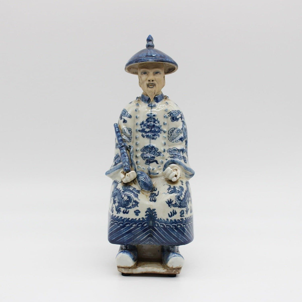 Qing Dynasty Emperors Sitting Ceramic Figurine 2 10.6" x 4.3" x 4.3" (27 x 11 x 11 cm)