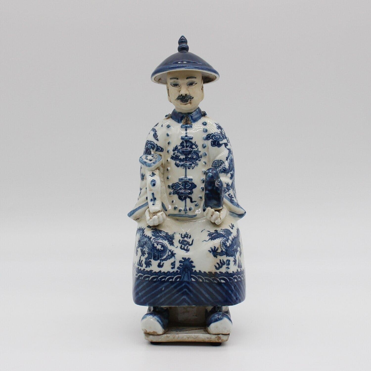 Qing Dynasty Emperors Sitting Ceramic Figurine 3 10.6" x 4.3" x 4.3" (27 x 11 x 11 cm)