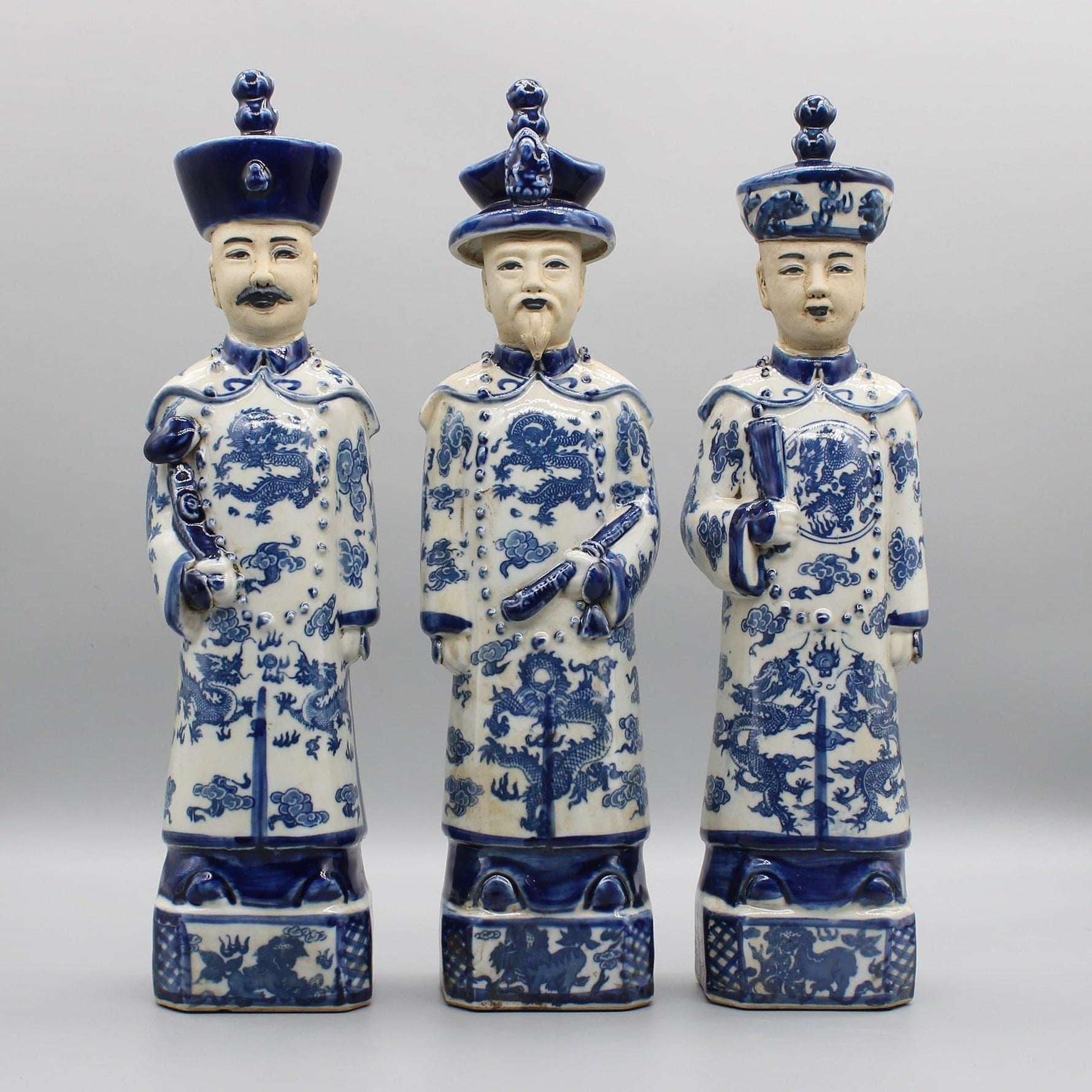 Qing Dynasty Emperors Standing Ceramic Figurine