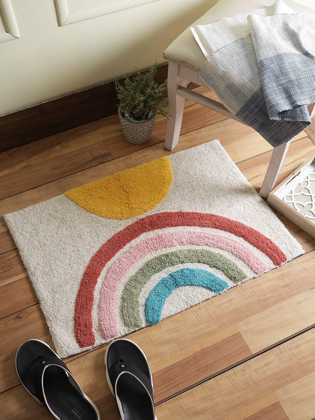 Rainbow Design Hand Tufted Cotton Bath Mat