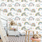 Rainbows and Rain Illustrated Minimalist White Wallpaper - MAIA HOMES