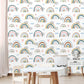 Rainbows and Rain Illustrated Minimalist White Wallpaper - MAIA HOMES