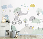 Rainy Elephant Nursery Wallpaper