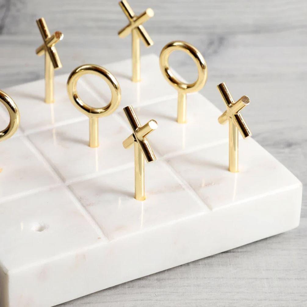 Real Marble and Brass Tic Tak Toe Game Board