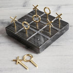 Real Marble and Brass Tic Tak Toe Game Board Black