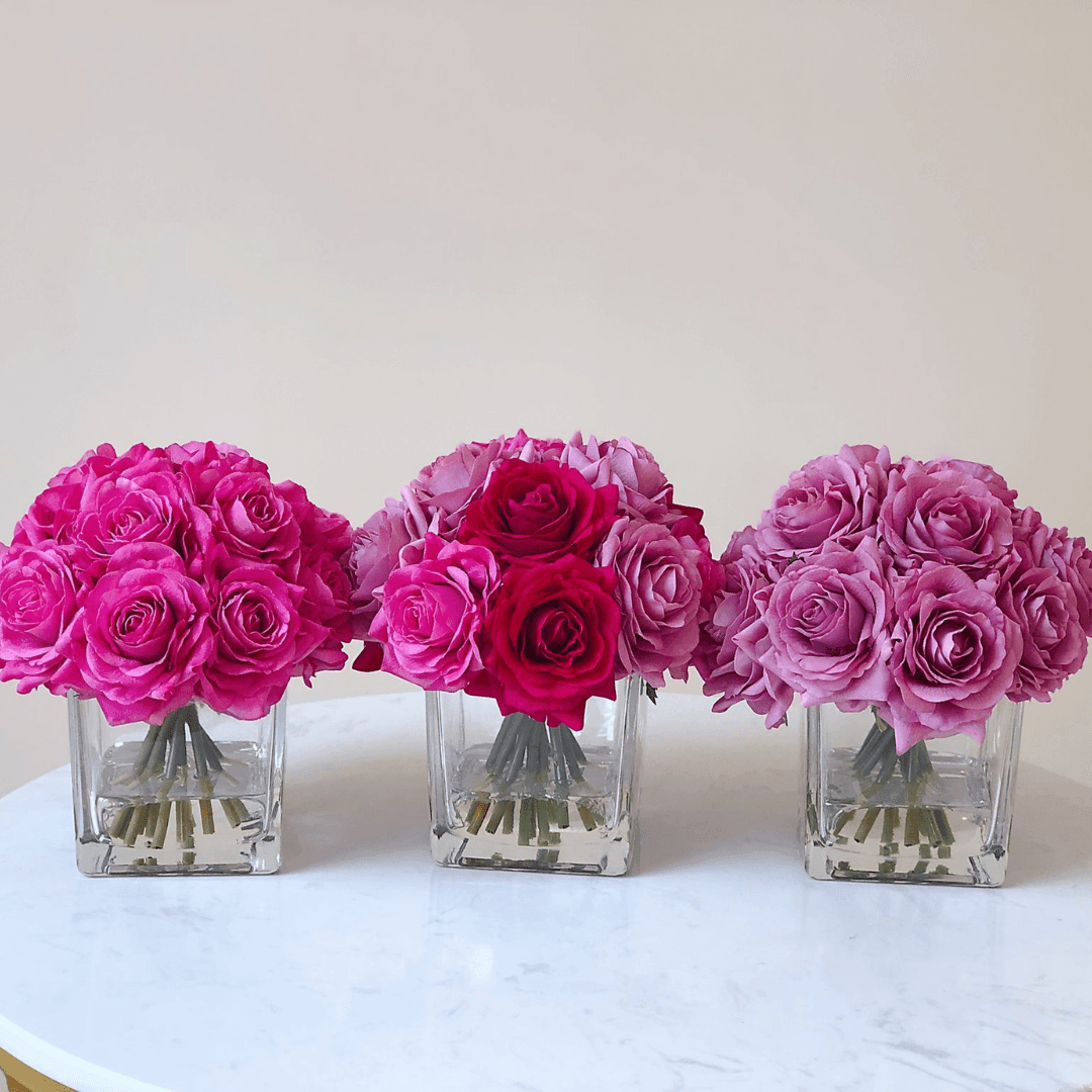 Real Touch Artificial Silk Rose Centerpiece Arrangement in Fake Water - MAIA HOMES