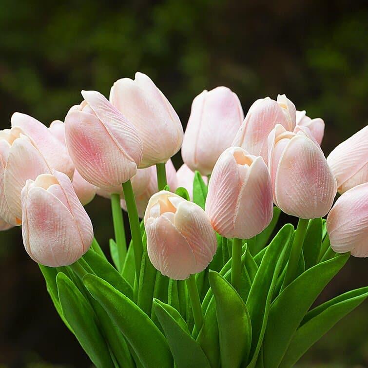 Real Touch Flower Tulips Centerpiece in Vase - Pink