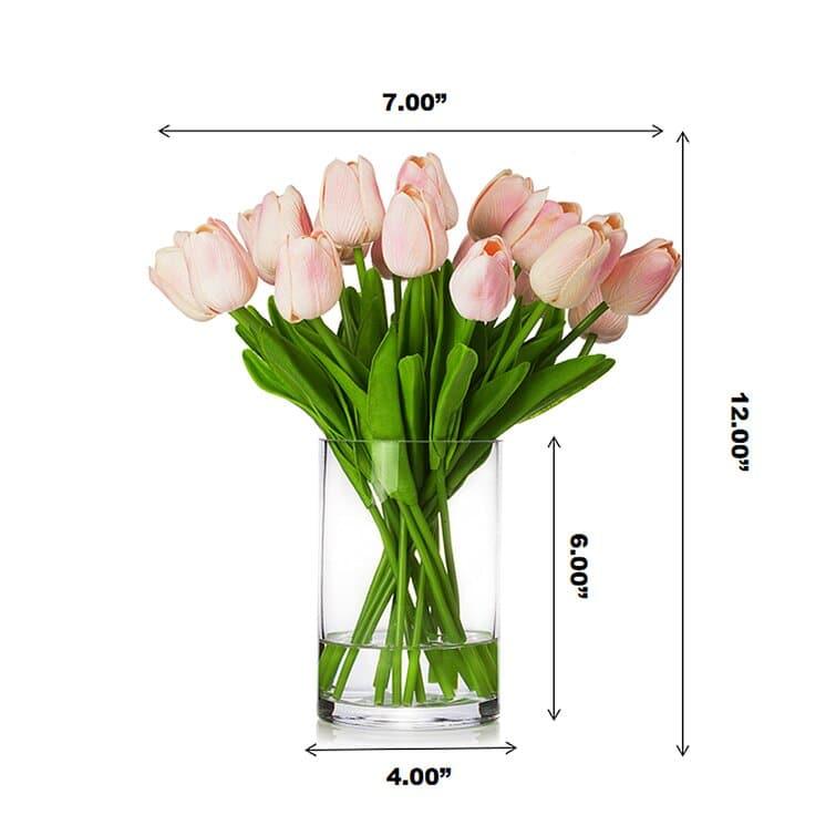 Real Touch Flower Tulips Centerpiece in Vase - Pink