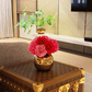 Real Touch Luxury Artificial Pink Red Rose Arrangement in Golden Pot - MAIA HOMES