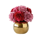 Real Touch Luxury Artificial Pink Red Rose Arrangement in Golden Pot