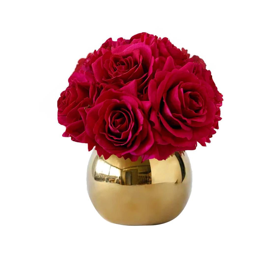 Real Touch Luxury Artificial Red Rose Arrangement in Golden Pot - MAIA HOMES