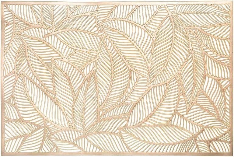 Rectangle Gold Leaves Vinyl Placemats - Set of 10