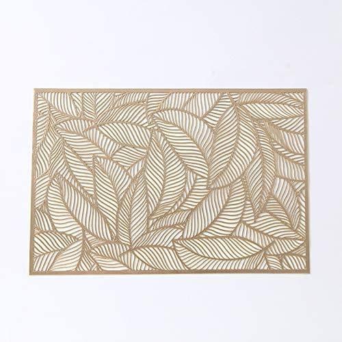 Rectangle Gold Leaves Vinyl Placemats - Set of 10