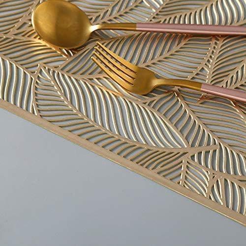 Rectangle Gold Leaves Vinyl Placemats - Set of 10