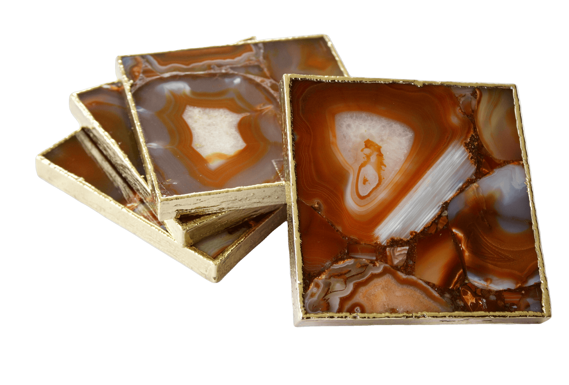 Red Agate Coasters - Set of 4 - MAIA HOMES