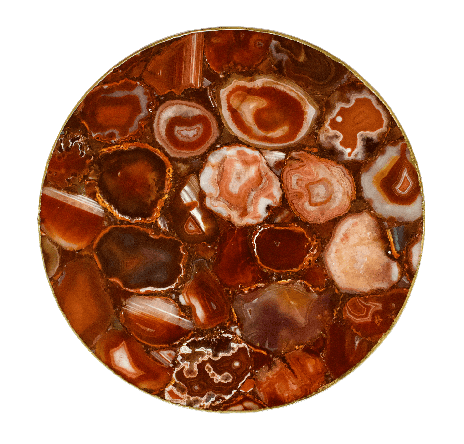 Red Agate Countertop Lazy Susan Centerpiece 14 inches Rose Gold