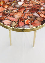 Red Agate Round Edge Side Coffee Table