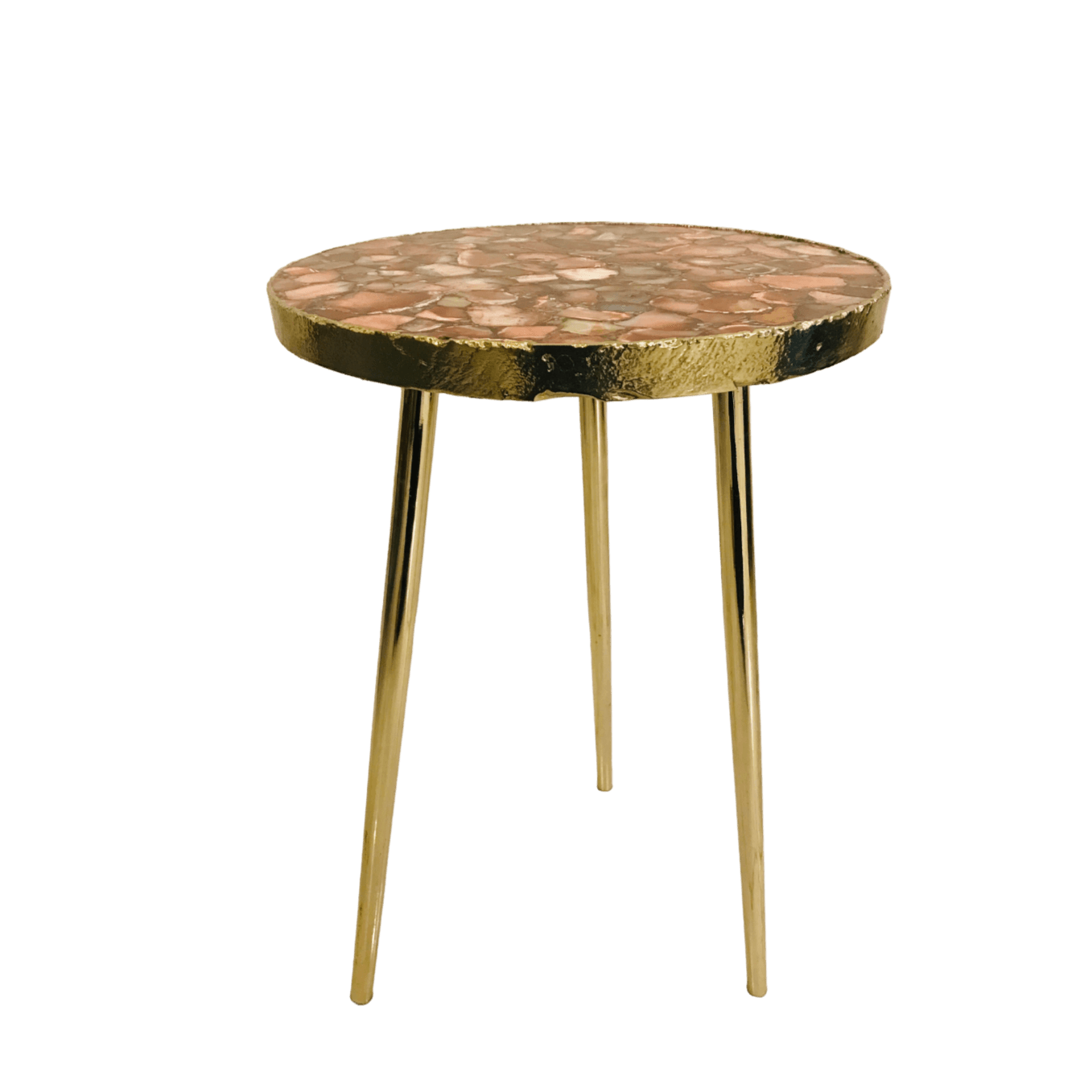 Red Agate Round Edge Side Coffee Table - MAIA HOMES