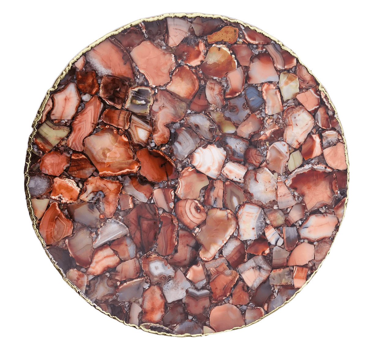 Red Agate Round Edge Side Coffee Table