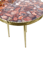 Red Agate Round Edge Side Coffee Table